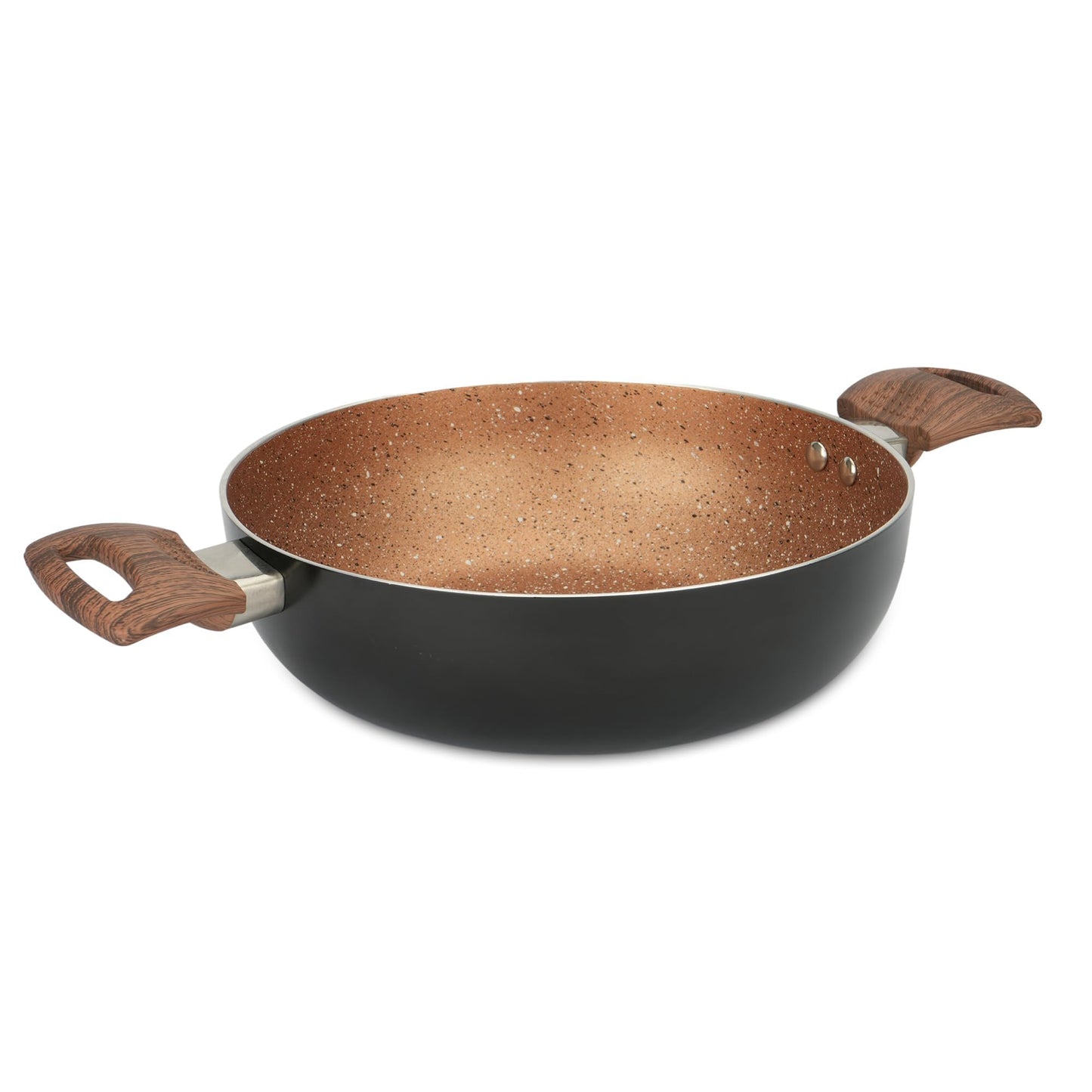 Non-Stick Kadai with Lid - Deep Base, Heat Surround Cooking | Dishwasher Safe | 3.6L | Golden Color