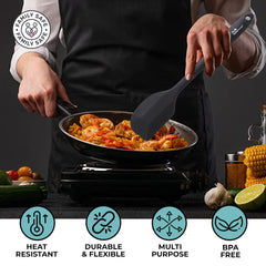 Silicon Spatula Set for Non Stick Pans | Heat Resistant, Durable, Flexible Cookware Set | BPA Free & Odourless Non Stick Utensil Set for Cooking (with Kadai)
