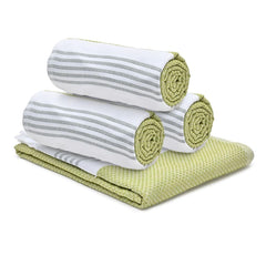 The Better Home 100% Cotton Turkish Bath Towel | Quick Drying Cotton Towel | Light Weight, Soft & Absorbent Turkish Towel (Pack of 4, Green)