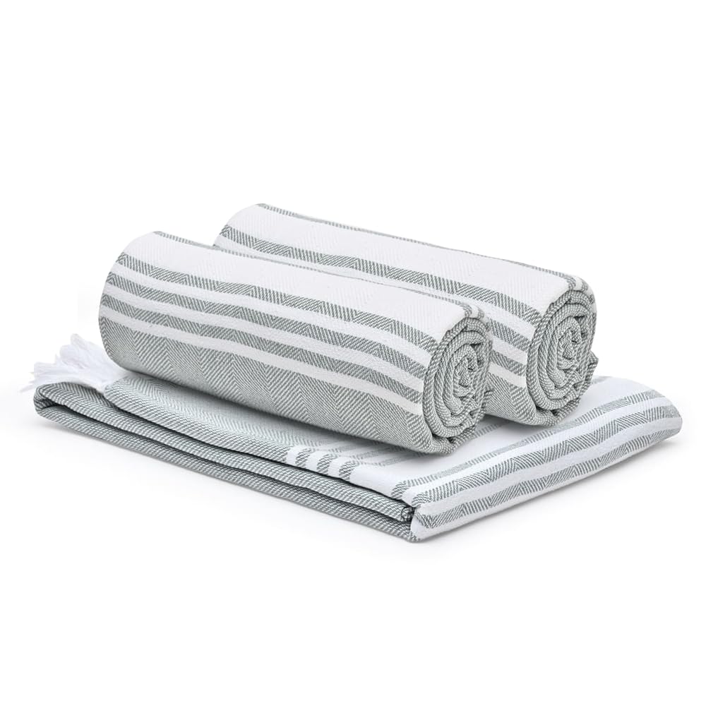 Combo: Cotton Bath Towel Set - Soft, High Absorbency Quick Dry | 3 Pieces | 150cm x 75cm | Grey