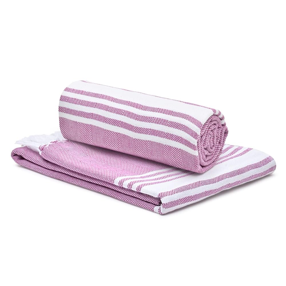 Pack of 2: 100% Cotton Turkish Bath Towels - Quick Drying, Soft & Absorbent | Lightweight | Purple