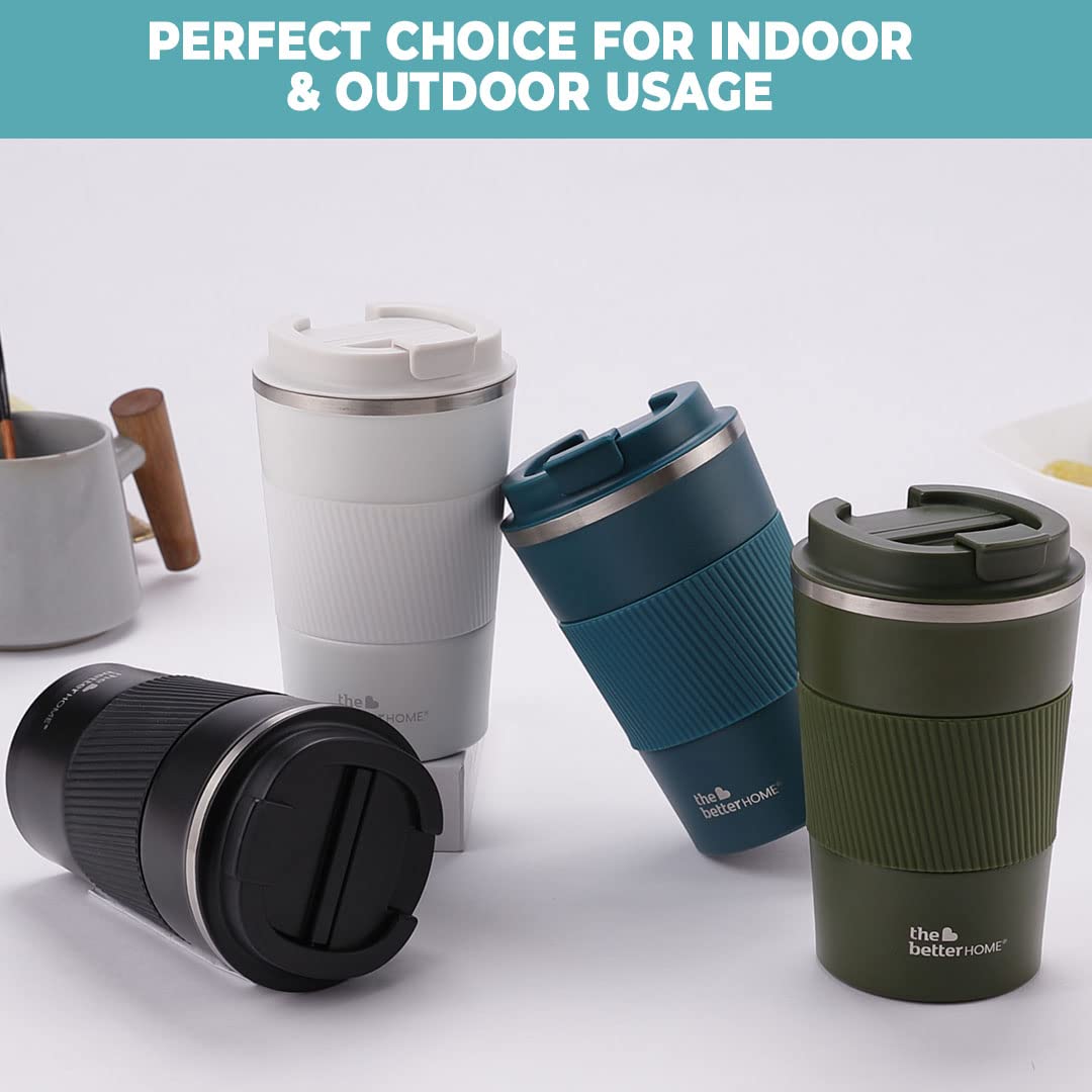 Insulated Coffee Cup Tumbler - Double Walled Stainless Steel, Leakproof & Spillproof | 510 ml | Green