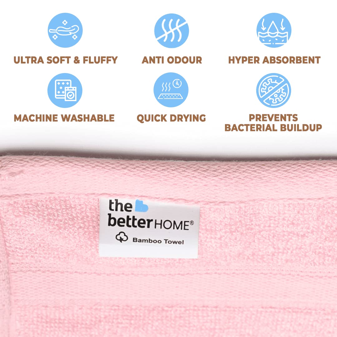 The Better Home 600GSM 100% Bamboo Face Towel Set | Anti Odour & Anti Bacterial Bamboo Towel |30cm X 30cm | Ultra Absorbent & Quick Drying Face Towel for Women & Men (Pack of 4, Pink + Beige)