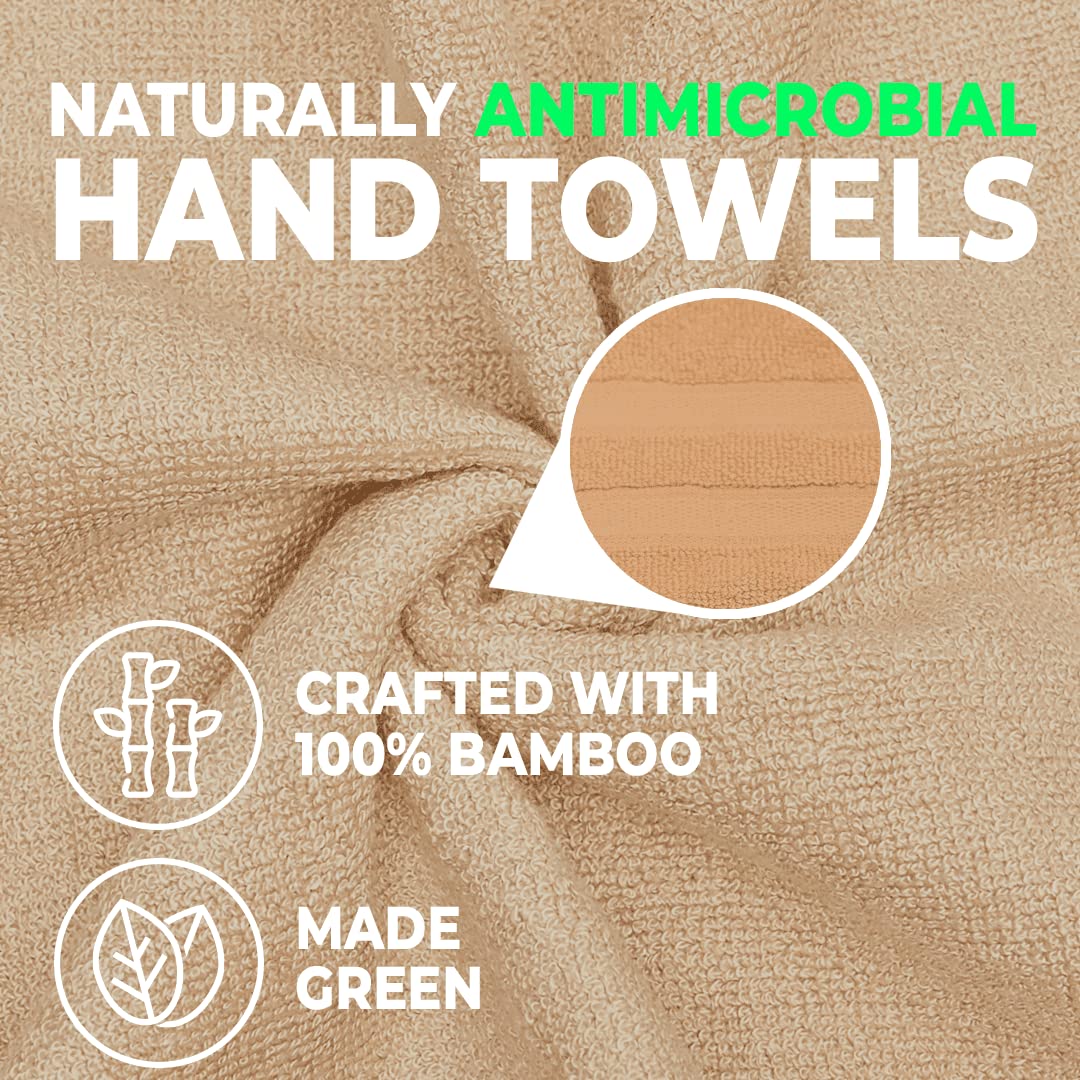 The Better Home 600GSM 100% Bamboo Hand Towel | Anti Odour & Anti Bacterial Bamboo Towel | Ultra Absorbent & Quick Drying Hand & Face Towel for Men & Women (Pack of 3, Beige)