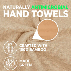 600GSM 100% Bamboo Hand Towel | Anti Odour & Anti Bacterial Bamboo Towel | Ultra Absorbent & Quick Drying Hand & Face Towel for Men & Women (Pack of 3, Beige)