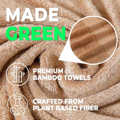 Bamboo Bath Towel for Men & Women | 450GSM Bamboo Towel | Ultra Soft, Hyper Absorbent & Anti Odour Bathing Towel | 27x54 inches (Pack of 2, Beige + Red)