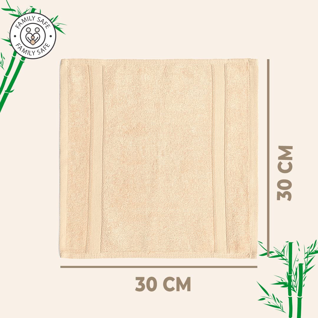 The Better Home 600GSM 100% Bamboo Face Towel Set | Anti Odour & Anti Bacterial Bamboo Towel |30cm X 30cm | Ultra Absorbent & Quick Drying Face Towel for Women & Men (Pack of 4, Pink + Beige)