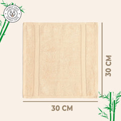 600GSM 100% Bamboo Face Towel Set | Anti Odour & Anti Bacterial Bamboo Towel |30cm X 30cm | Ultra Absorbent & Quick Drying Face Towel for Women & Men (Pack of 4, Beige)