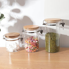 The Better Home Zen Series Borosilicate Containers with Lid|Kitchen Container Set Storage|Leakproof, Airtight Storage Jar for Cookies,Tea, Sugar|Star Lock Collection Set of 3 (650ml, 1000ml, 1400ml)