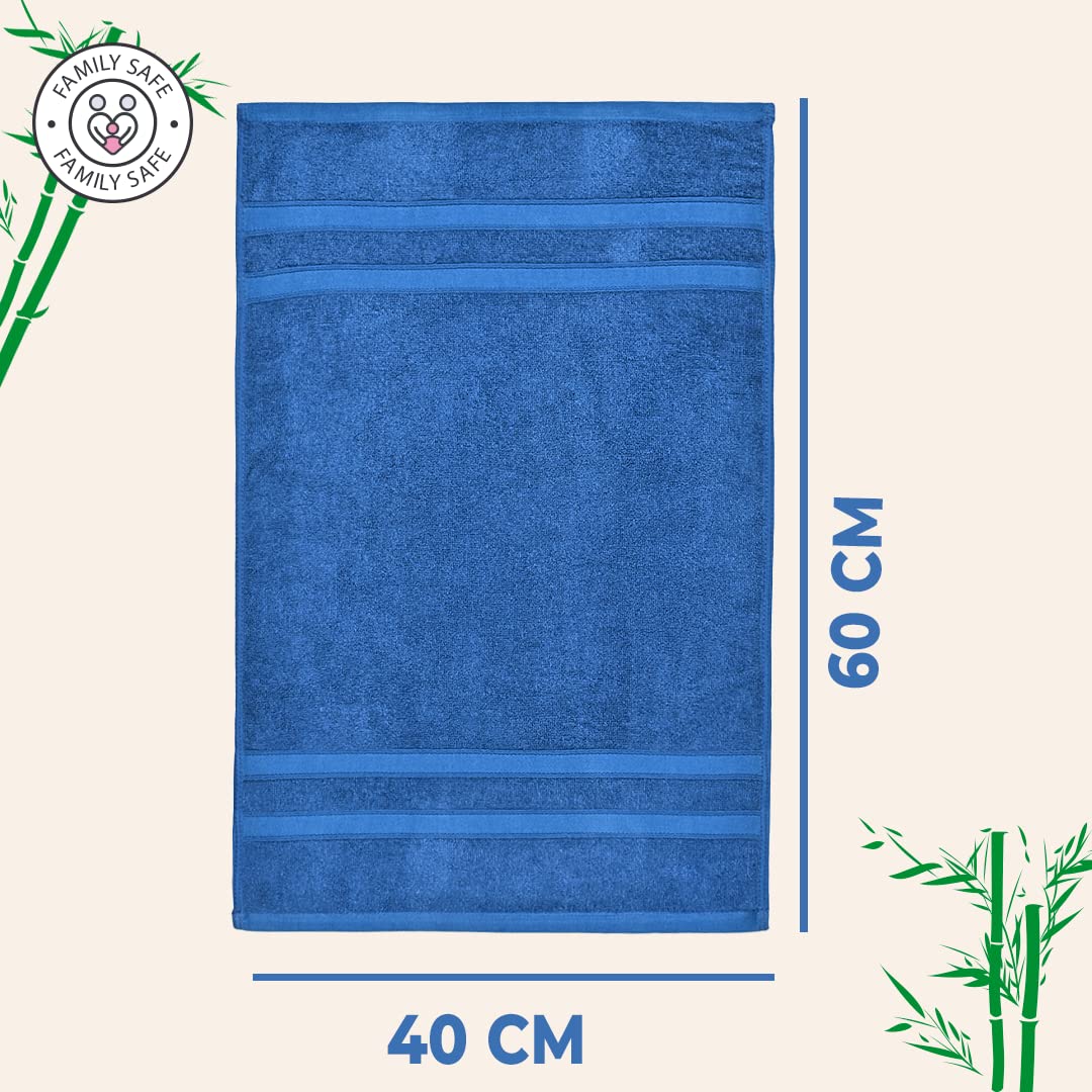 Combo: Bamboo Face & Hand Towels - Soft, Anti-Odour, High Absorbency | 2 Pcs | 60cm x 40cm | Blue