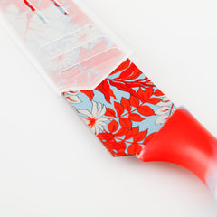 The Better Home Knife Kitchen Knife Chef Knife Color Printing Santoku Knife & Non-Slip Handle with Blade Cover,7 inch, Stainless Steel|Utility Knife. (Red Set of 5)