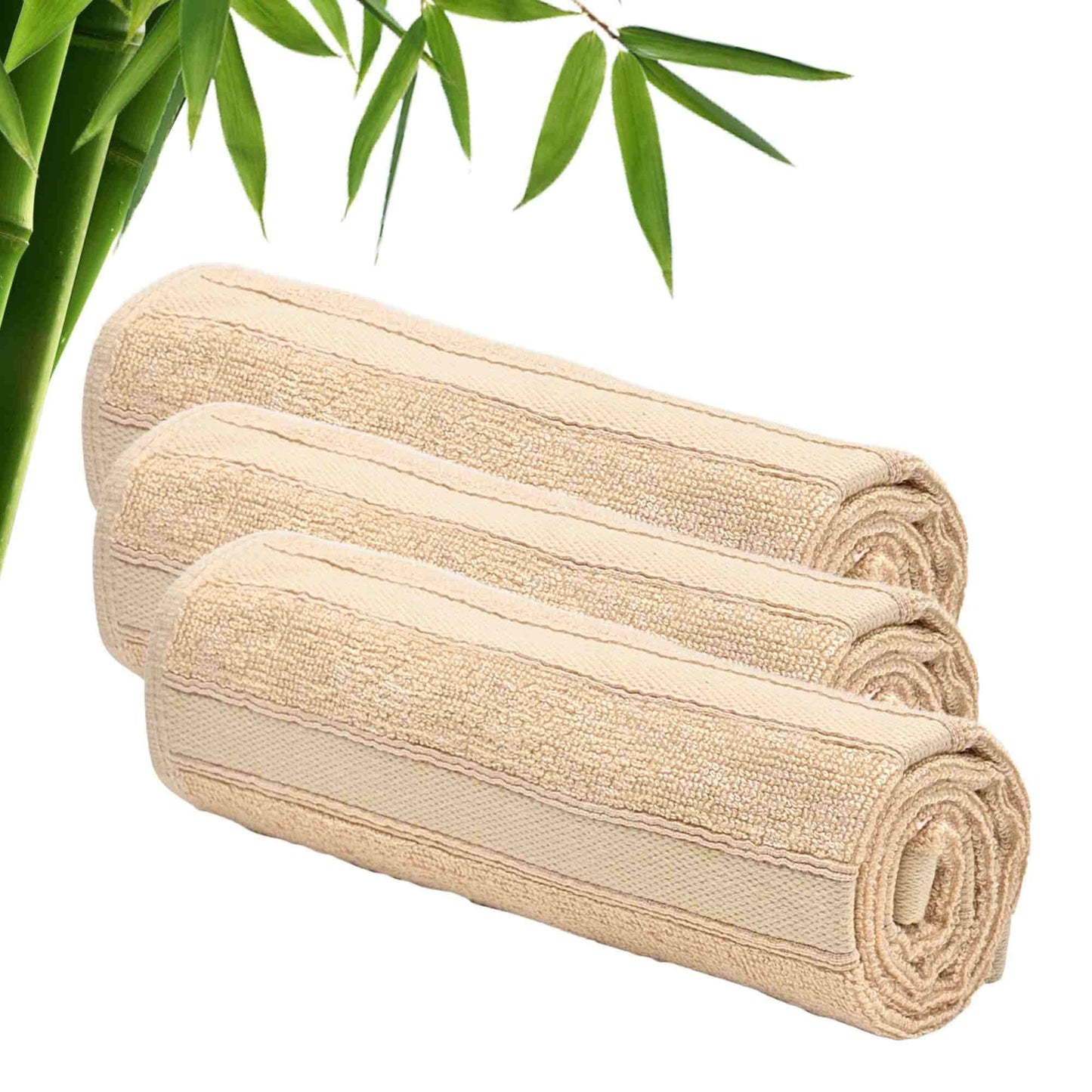 The Better Home 600GSM 100% Bamboo Hand Towel | Anti Odour & Anti Bacterial Bamboo Towel | Ultra Absorbent & Quick Drying Hand & Face Towel for Men & Women (Pack of 3, Beige)