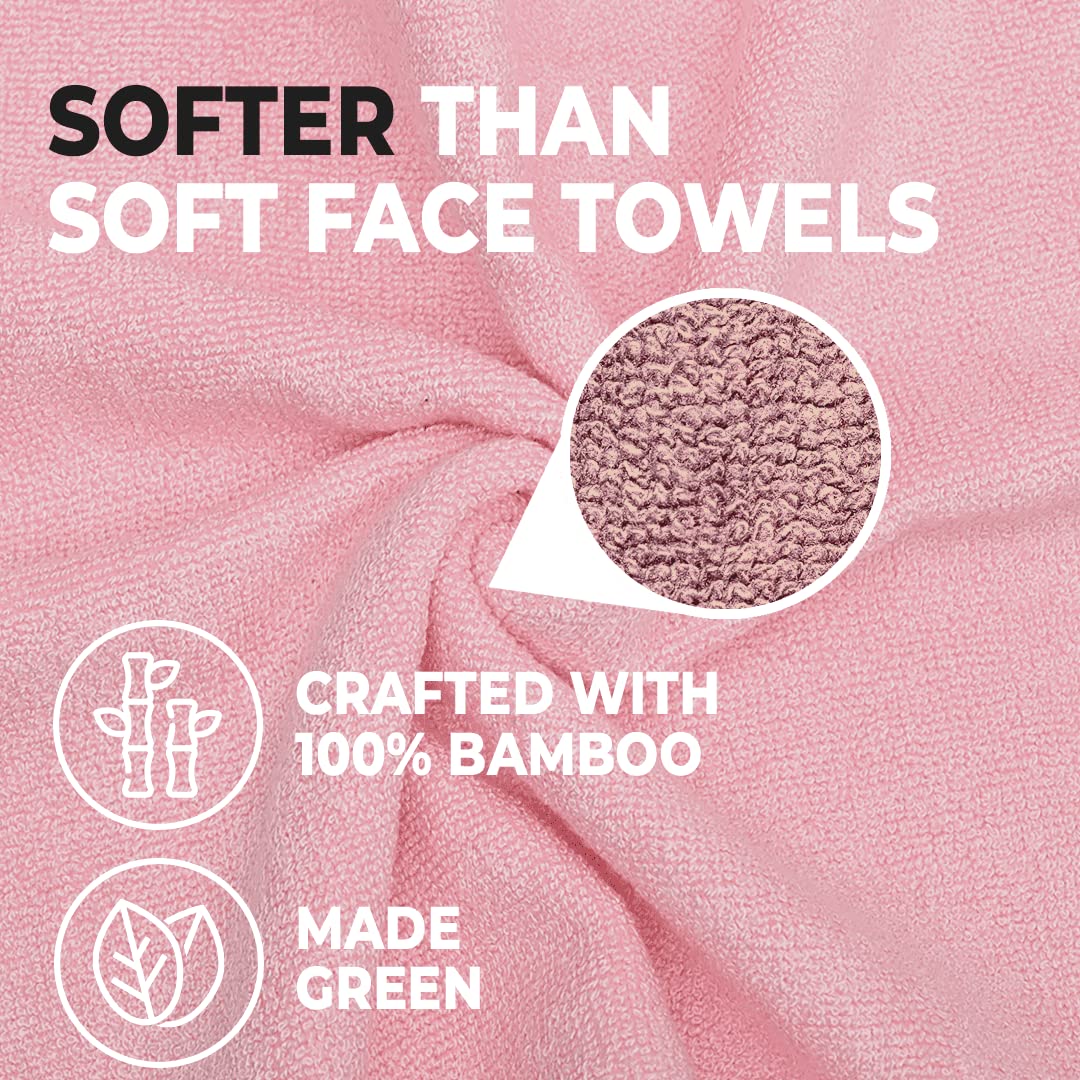 The Better Home 600GSM 100% Bamboo Face Towel Set | Anti Odour & Anti Bacterial Bamboo Towel |30cm X 30cm | Ultra Absorbent & Quick Drying Face Towel for Women & Men (Pack of 4, Pink + Beige)