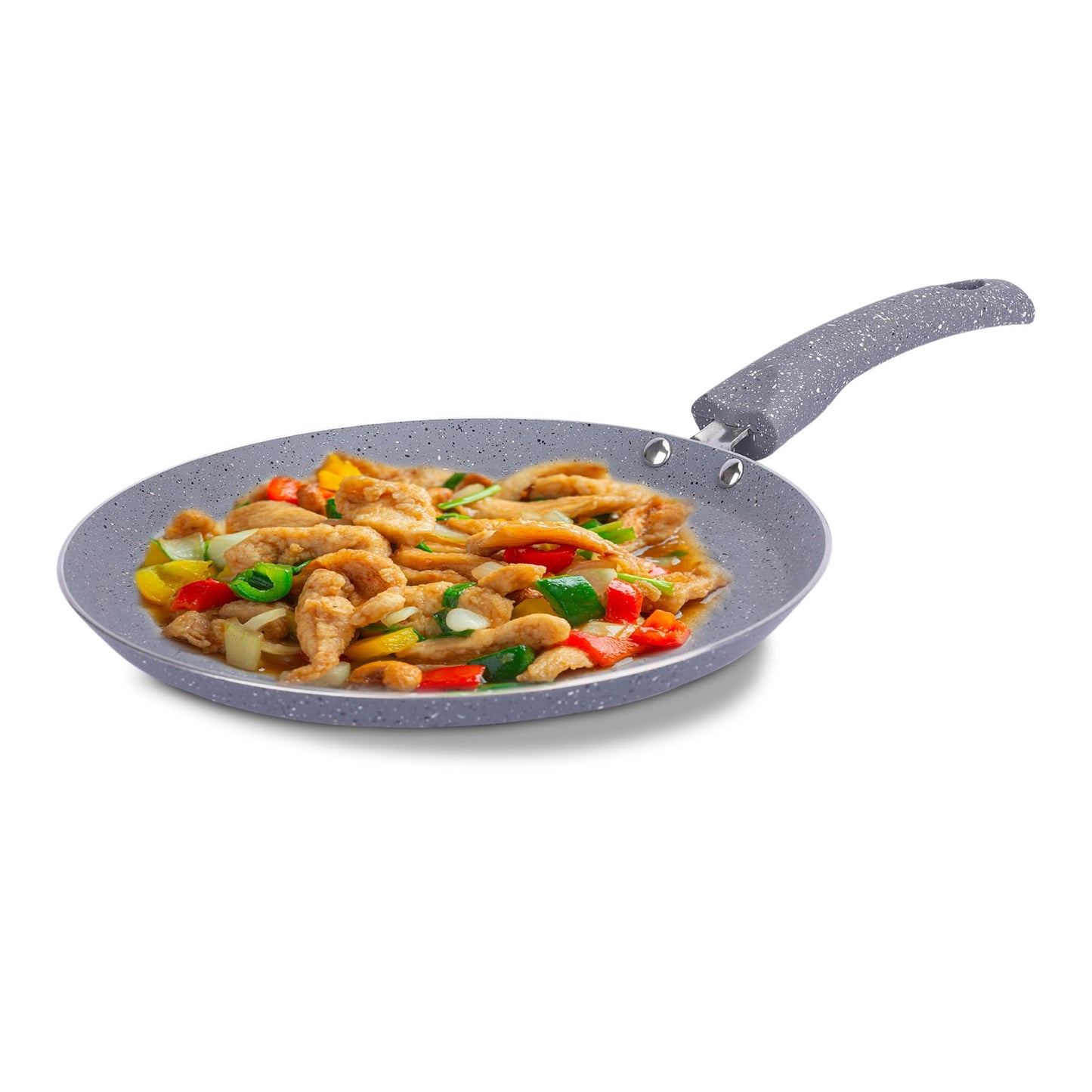 Non Stick Fry Grill Pan - 3 Layer Coating, Easy Grip Handle | Dishwasher Safe | 26 cm | Grey