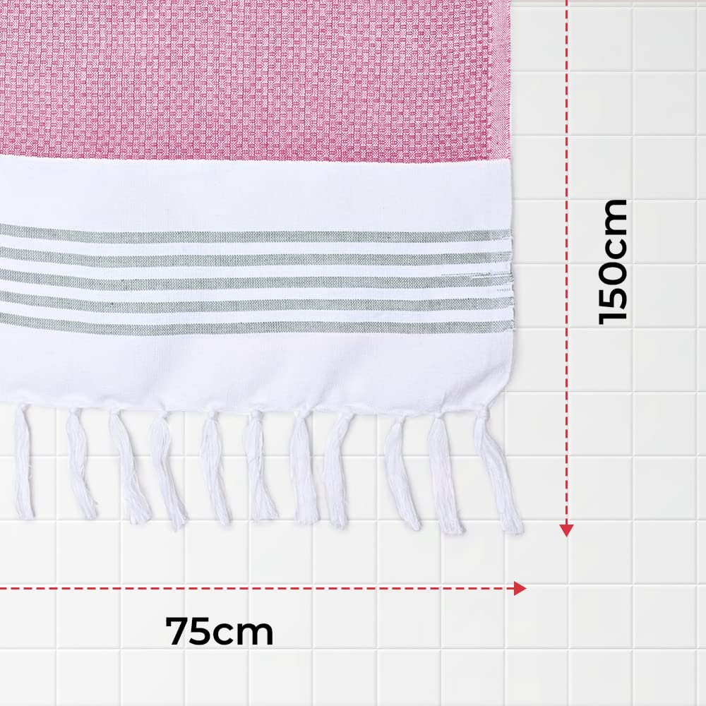 The Better Home 100% Cotton Turkish Bath Towel | Quick Drying Cotton Towel | Light Weight, Soft & Absorbent Turkish Towel (Pack of 2, Pink)
