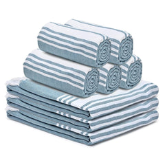 The Better Home 100% Cotton Turkish Bath Towel | Quick Drying Cotton Towel | Light Weight, Soft & Absorbent Turkish Towel (Pack of 8, Blue)