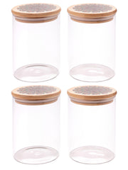 The Better Home Pack of 4 600 ml Each Borosilicate Kitchen Containers Set with Lid | Transparent Airtight Borosilicate Jar For Kitchen Storage | Glass Jars For Cookies, Snack, Spices, Tea, Coffee