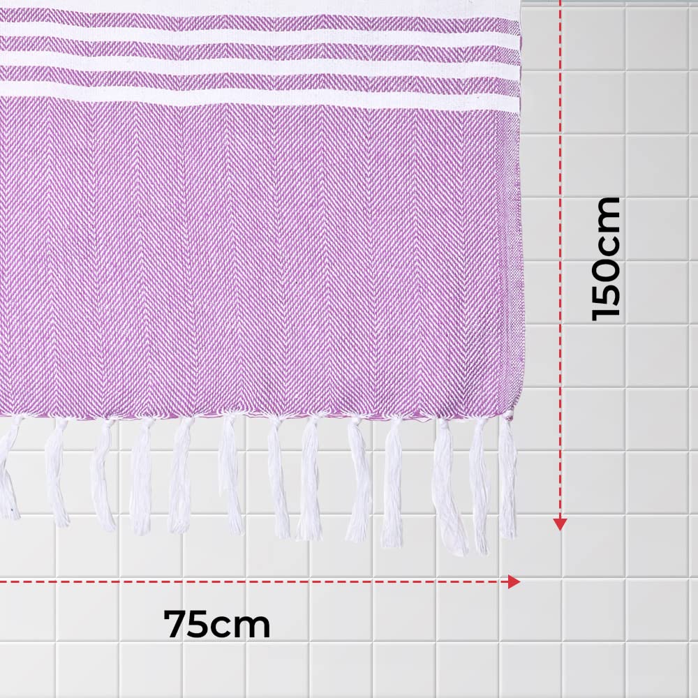 100% Cotton Turkish Bath Towel | Quick Drying Cotton Towel | Light Weight, Soft & Absorbent Turkish Towel (Pack of 1, Purple)