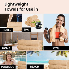 Microfiber Bath Towel for Bath | Soft, Lightweight, Absorbent and Quick Drying Bath Towel for Men & Women | 140cm X 70cm (Pack of 4, Pink+Beige) (Pack of 2, Green+Beige)