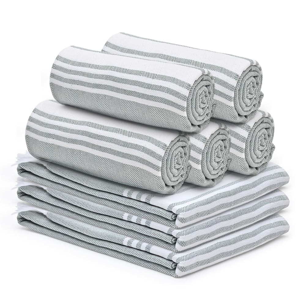 8-Piece Combo: Soft Cotton Bath Towels - High Absorbency, Quick Dry | Hair Drying Towel Included | 150x75 cm | Grey