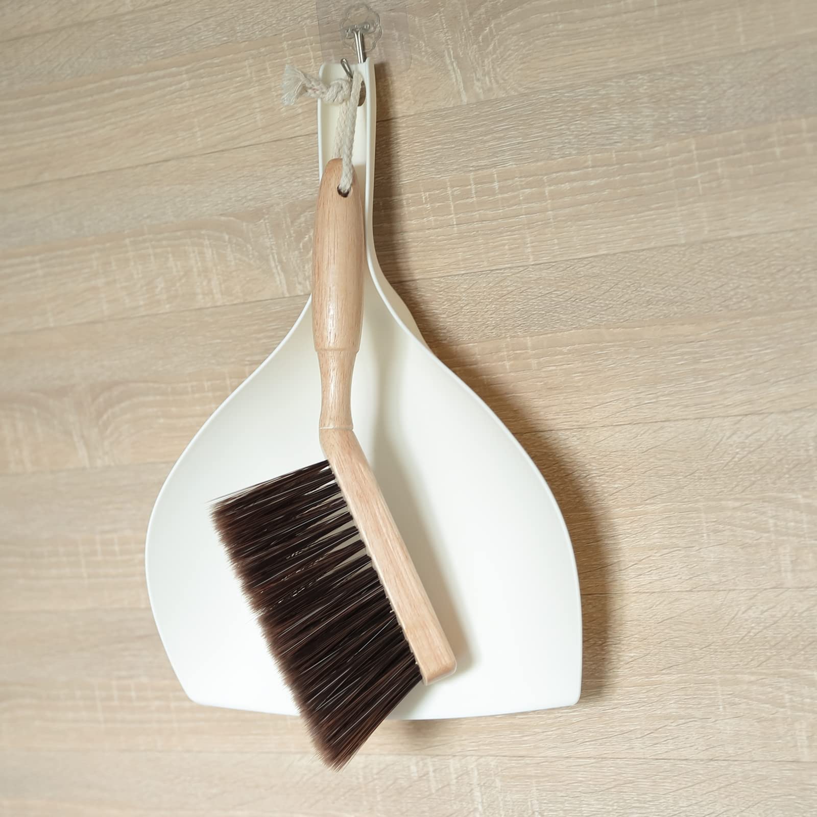 Dust Pan with Brush | Sleek Wooden Handle Dust Pan Table & Floor Cleaner Brush