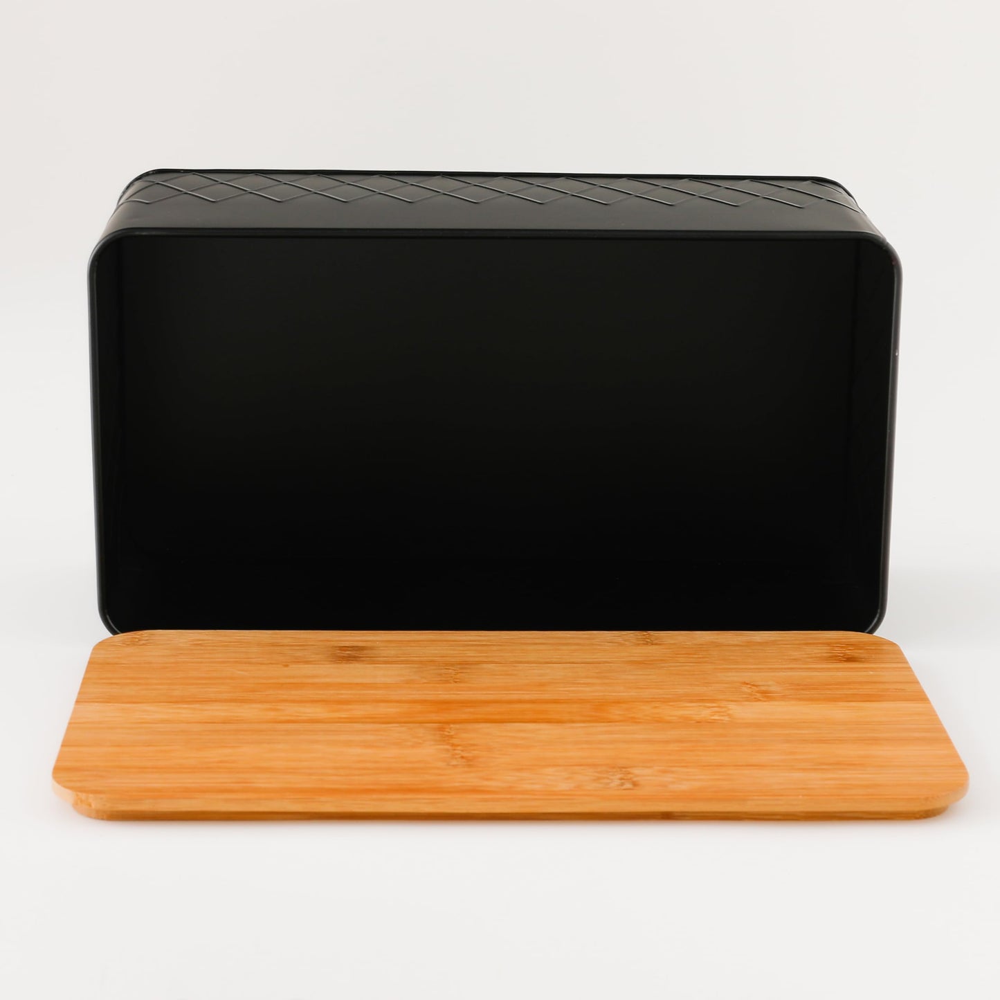 Galvanized Metal Bread Box with Bamboo Cutting Board Lid | Food Grade | 6.5 Litres | Black