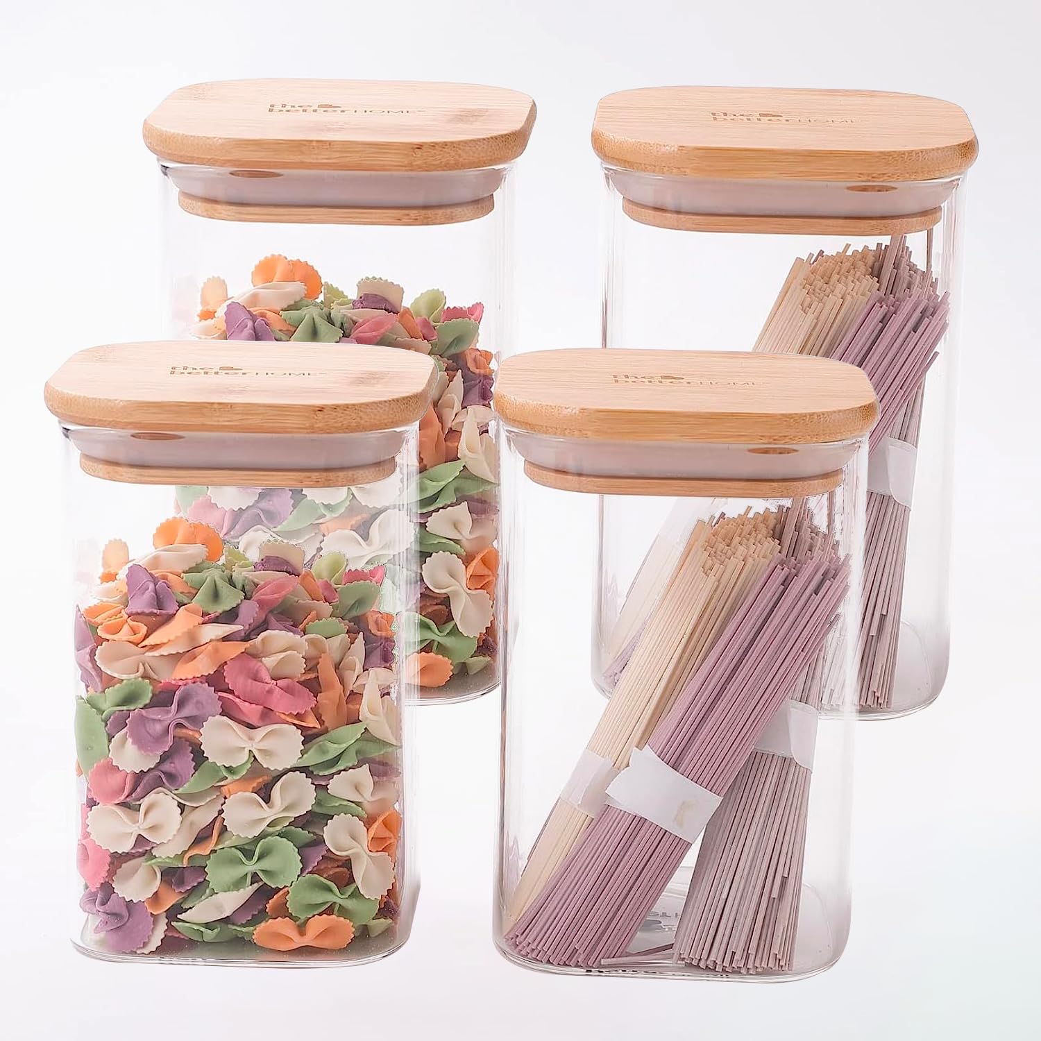 Borosilicate Rectangular Glass Jar for Kitchen Storage | Kitchen Container Set and Storage Box, Glass Container with Lid | Air Tight Containers for Kitchen Storage (Pack of 4 (600ml))