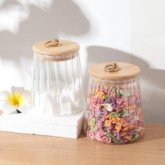The Better Home Borosilicate Containers with Lid 620ml & 750ml |Container for Kitchen Storage Set | Leakproof, Airtight Storage Jar for Glass Jars with Wooden Lid |Curve Loop Collection Set of 2
