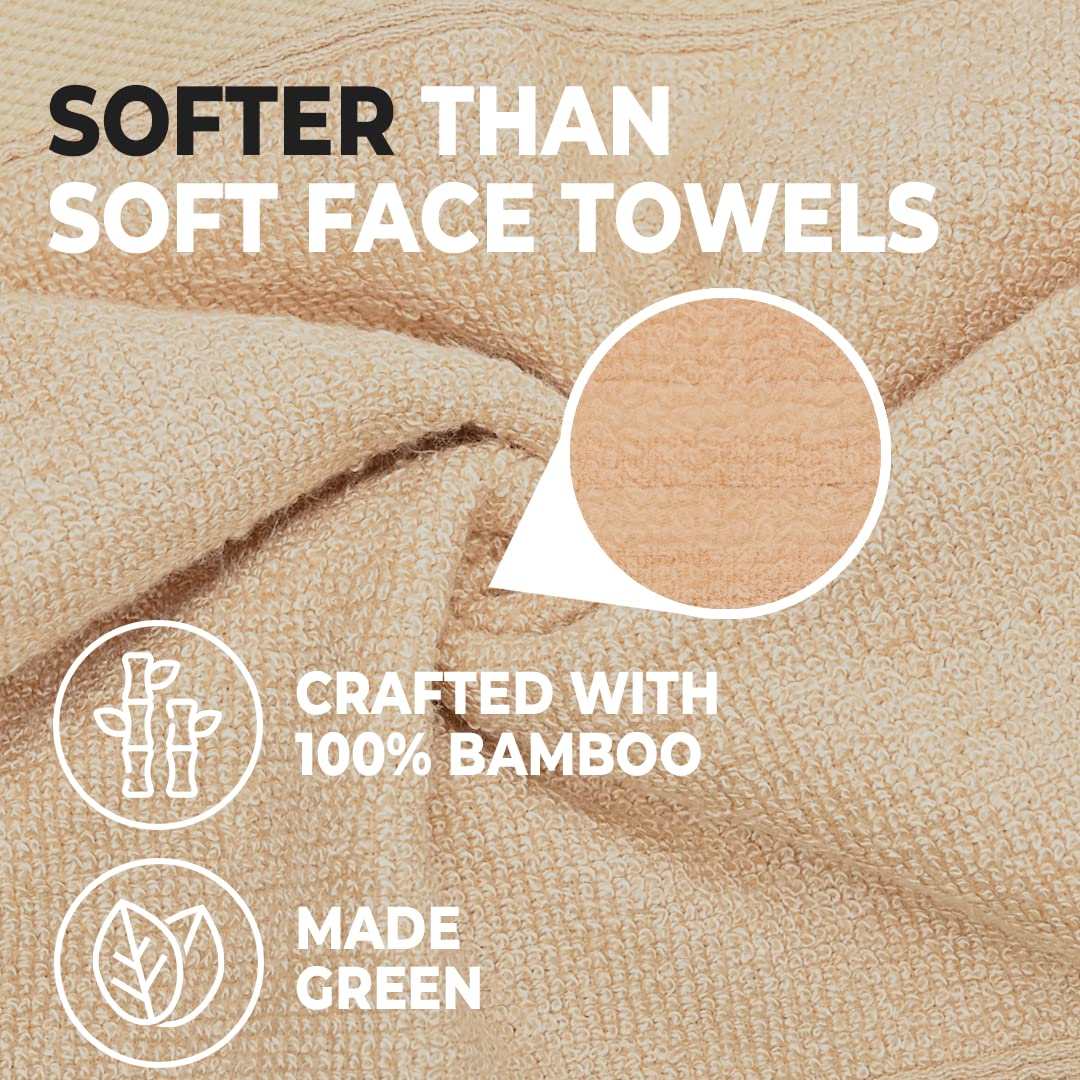 600GSM 100% Bamboo Face Towel Set | Anti Odour & Anti Bacterial Bamboo Towel for Facewash,Gym, Travel, Spa, Beauty Salon|30cm X 30cm |Suitable for Sensitive / Acne Prone Skin |Ultra Soft,Absorbent & Quick Drying Face Towel for Men & Women
