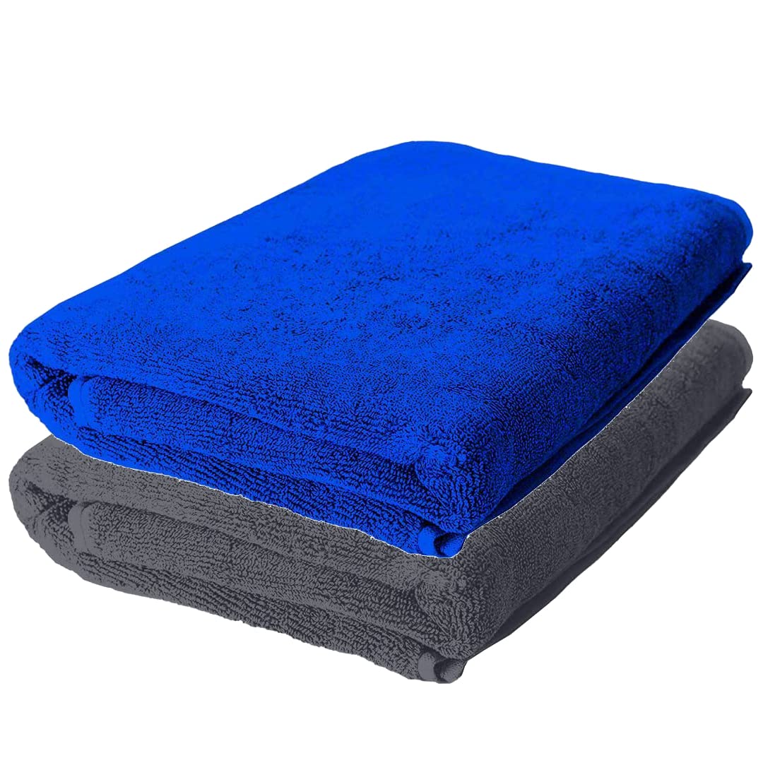 The Better Home Bamboo Bath Towel for Men & Women | 450GSM Bamboo Towel | Ultra Soft, Hyper Absorbent & Anti Odour Bathing Towel | 27x54 inches (Pack of 2, Royal Blue + Dark Grey)