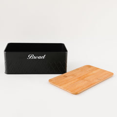 The Better Home Bread Box For Storage With Bamboo Cutting Board Lid Food Container Bread Storage Box With Lid Kitchen Accessories Bread Bin For Dinning Table(Rectangular),33 Litres,33 Litres,Black