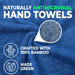 600GSM 100% Bamboo Hand Towel | Anti Odour & Anti Bacterial Bamboo Towel | Ultra Absorbent & Quick Drying Hand & Face Towel for Men & Women (Pack of 3, Blue)