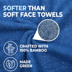 600GSM 100% Bamboo Face Towel Set | Anti Odour & Anti Bacterial Bamboo Towel |30cm X 30cm | Ultra Absorbent & Quick Drying Face Towel for Women & Men (Pack of 4, Blue + Pink)