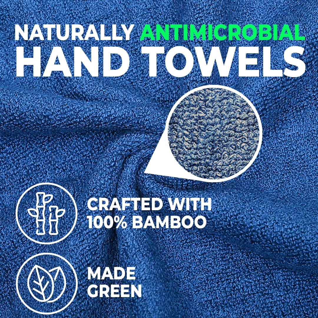 Combo: Bamboo Face & Hand Towels - Soft, Anti-Odour, High Absorbency | 2 Pcs | 60cm x 40cm | Blue