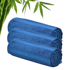 600GSM 100% Bamboo Hand Towel | Anti Odour & Anti Bacterial Bamboo Towel | Ultra Absorbent & Quick Drying Hand & Face Towel for Men & Women (Pack of 3, Blue)