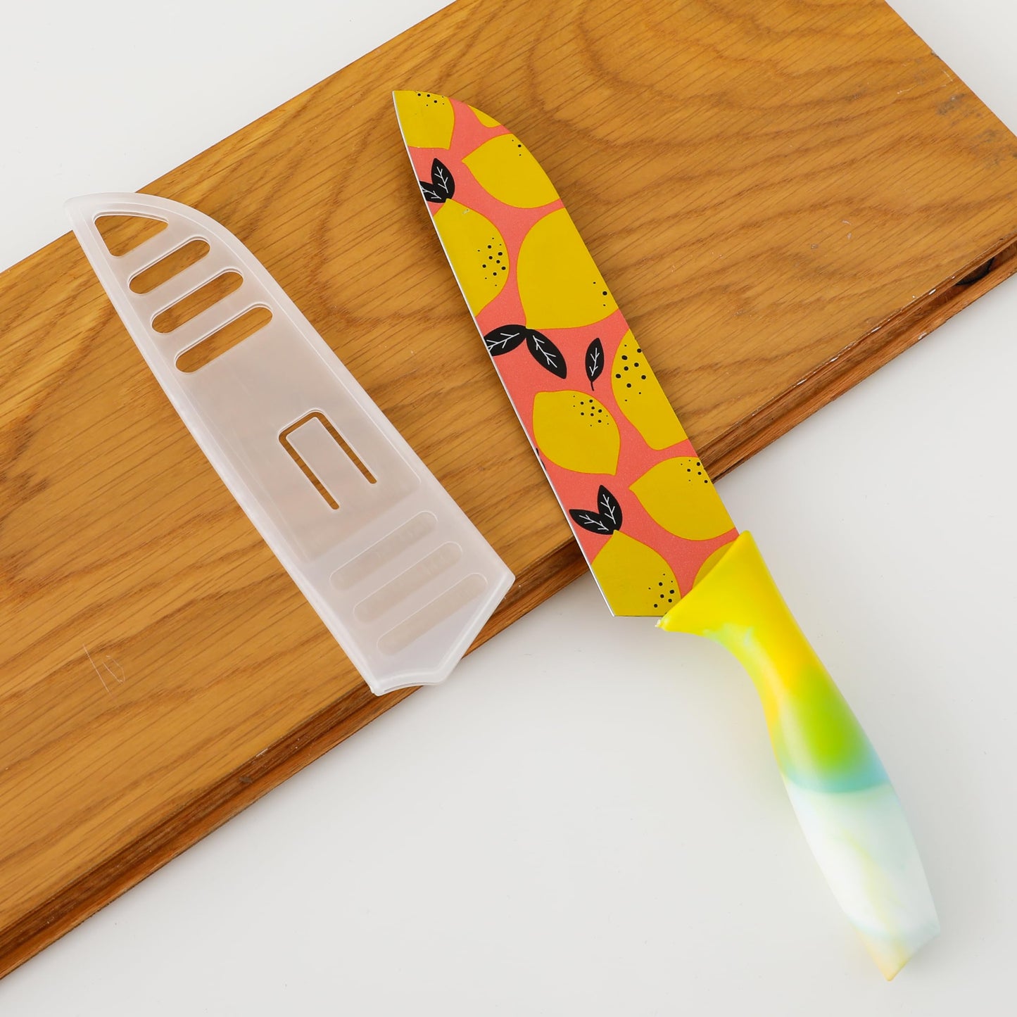 Sharp Kitchen Knife - Stainless Steel Chopping Knife with Cover | 7 Inch | Stylish Yellow Design