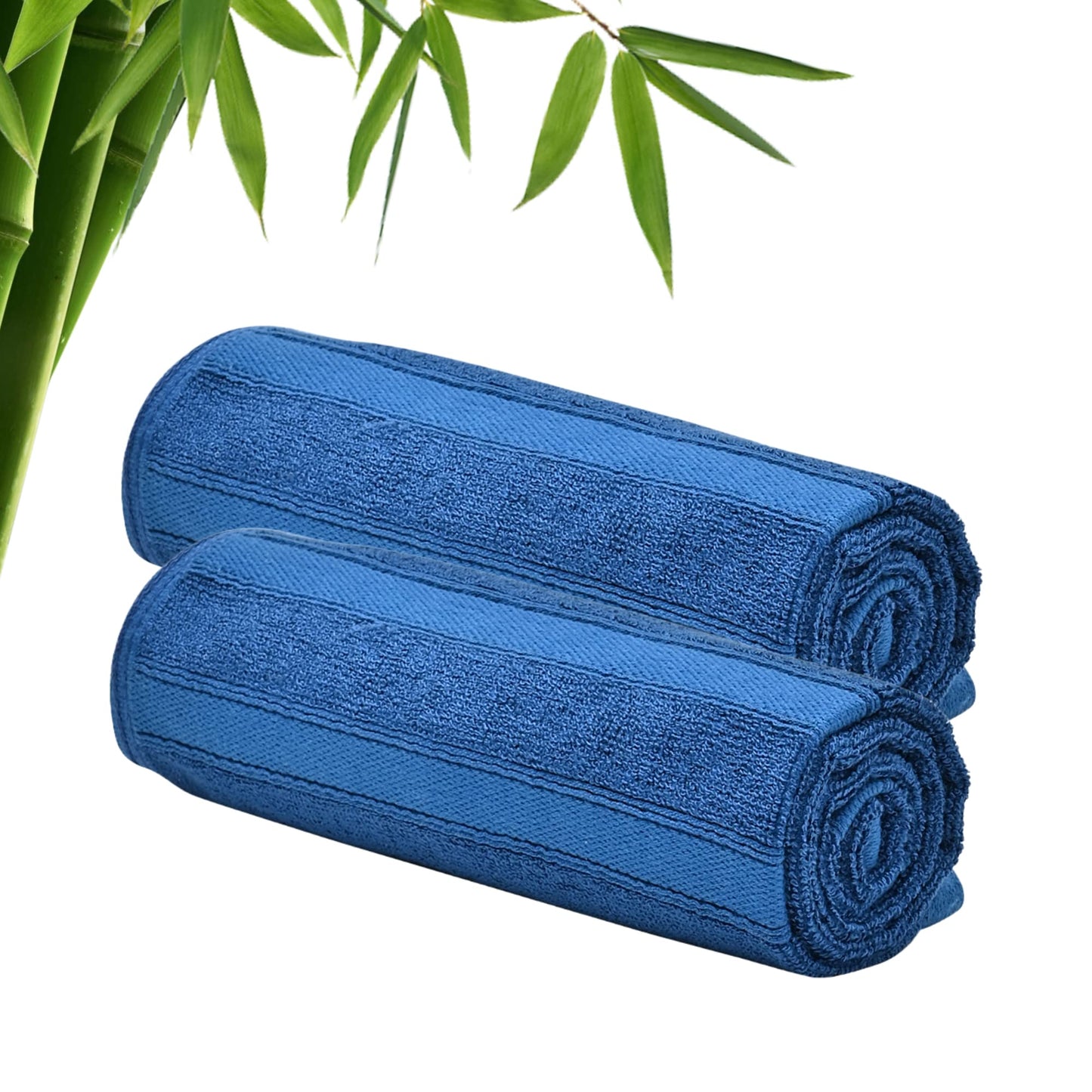 Combo: Bamboo Face & Hand Towels - Soft, Anti-Odour, High Absorbency | 2 Pcs | 60cm x 40cm | Blue