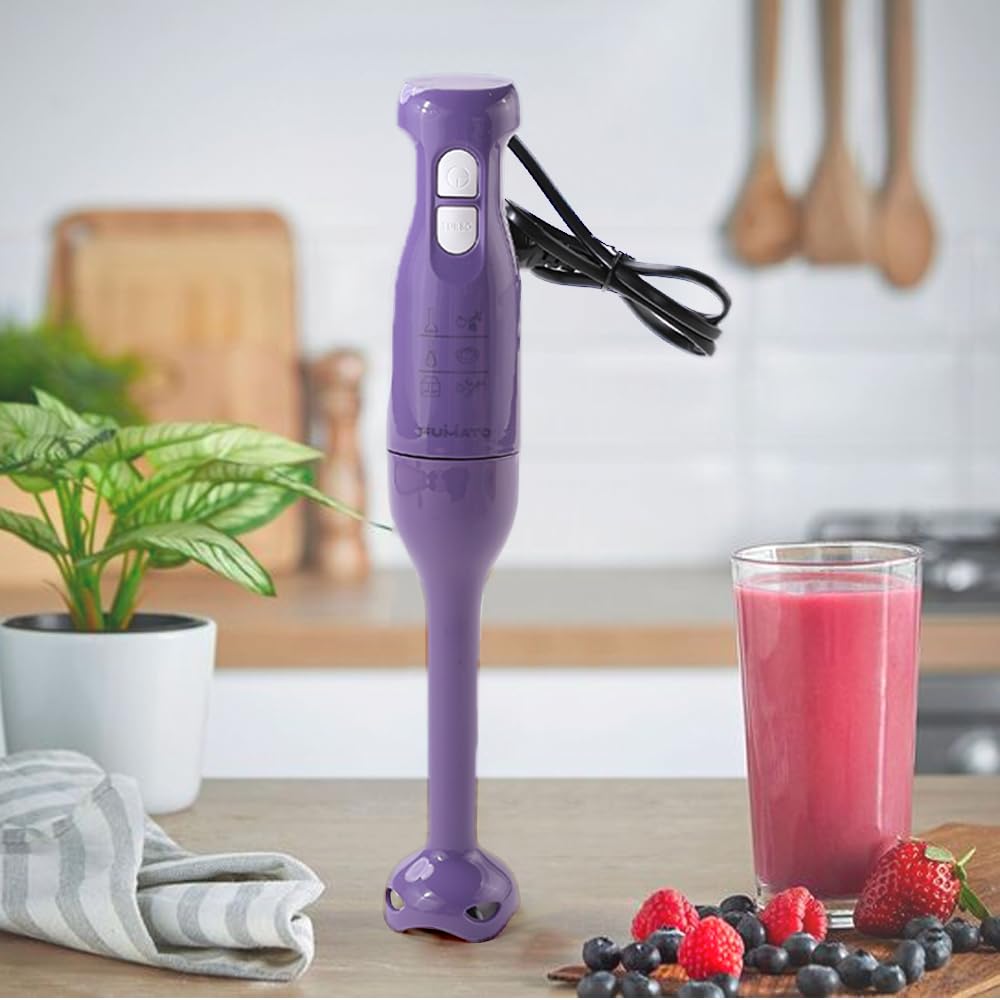 Electric Portable Hand Blender - 250W, Detachable Anti Splash Plastic Foot | Stainless Steel Blade | Purple Haze